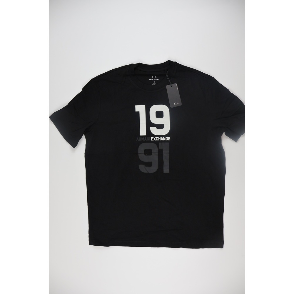 Armani Exchange Mens T-Shirt 1991 Graphic Logo Black Medium NWT